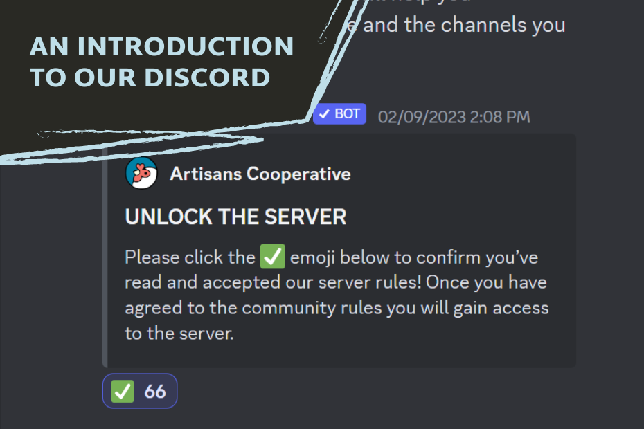 Artisans Cooperative Discord server guidelines accept terms screenshot