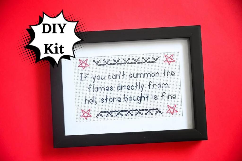 a witchy ina garten meme cross-stitch kit or downloadable pattern