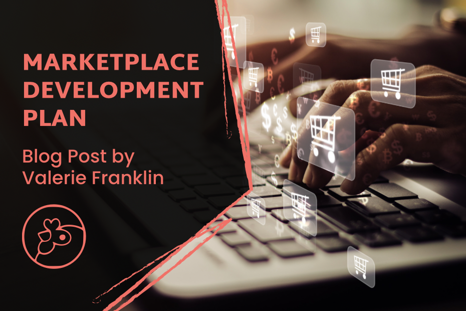 Cover photo for blog with picture of hands typing on keyboard and title "Marketplace Development Plan"